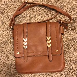 Brown Faux Leather crossbody purse